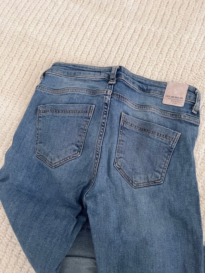 Düğmeli Mavi Kadın Midi Boy Kot Pantolon - Görsel 5