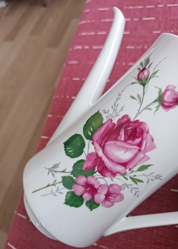 Madame Coco Pembe Çiçek Desenli Pastel Renkli Demlik