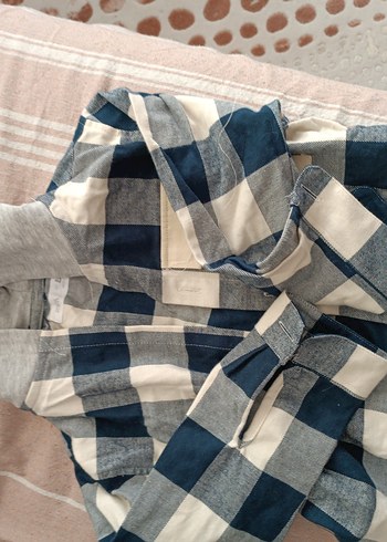 Erkek Çocuk Gri Kareli Uzun Kollu Gömlek - Görsel 3