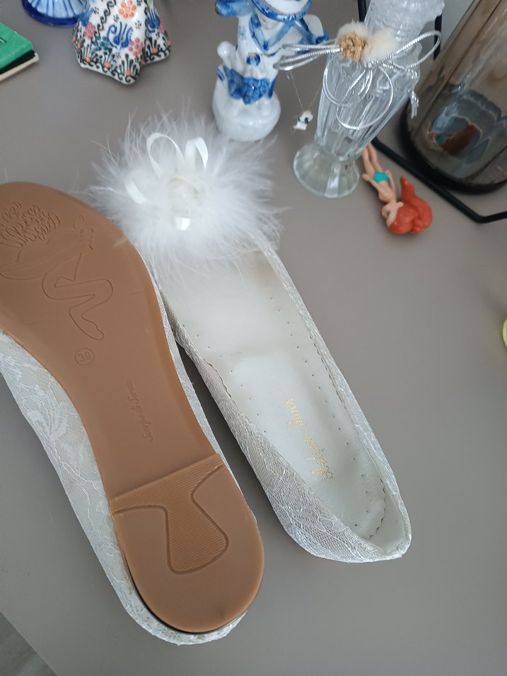 Beyaz Kürklü Nakışlı gelin ayakkabısı 39. no - Görsel 2