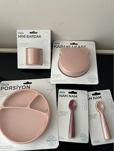 Oioi ek gıda silikon kase / tabak / bardak / kaşık seti