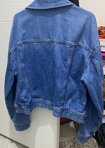 Düğmeli Mavi Kadın Kot Ceket - Görsel 5