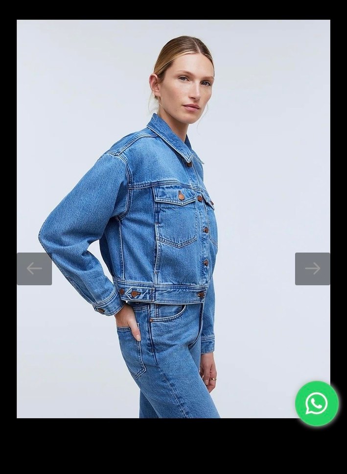 Düğmeli Mavi Kadın Kot Ceket - Görsel 2