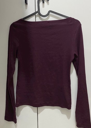 Bordo Kadın Basic Uzun Kollu Bluz - Görsel 3