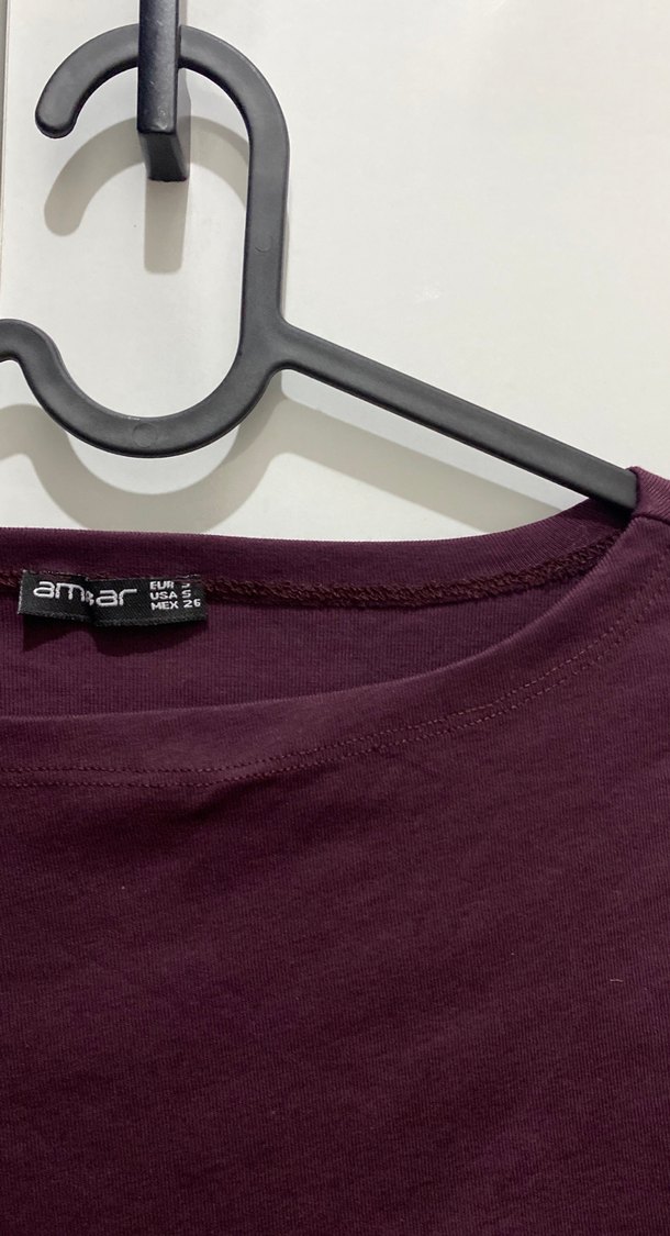 Bordo Kadın Basic Uzun Kollu Bluz - Görsel 2