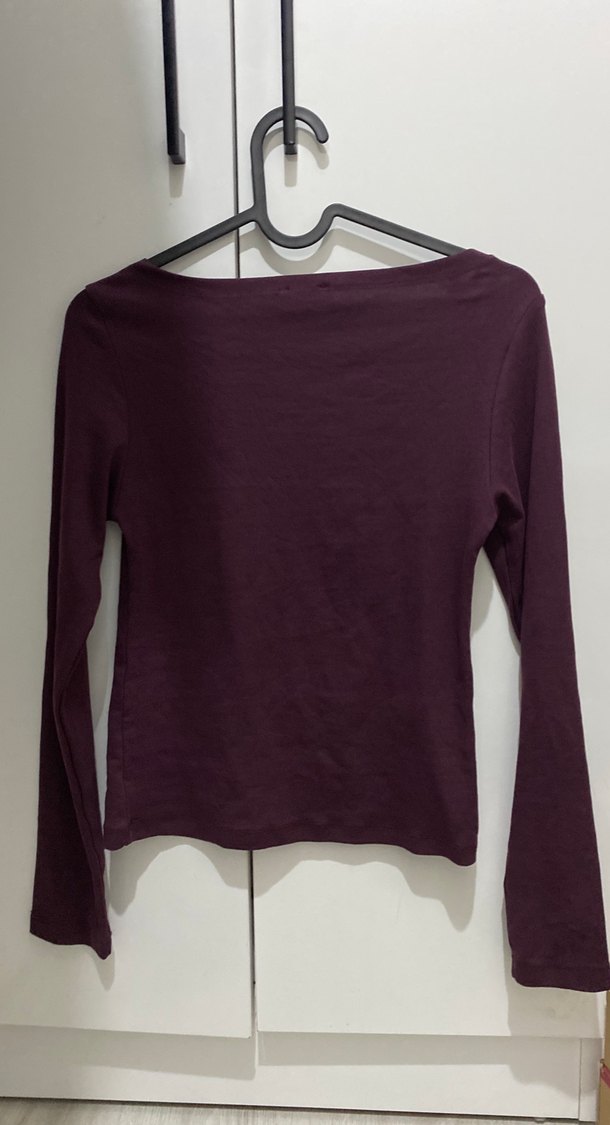 Bordo Kadın Basic Uzun Kollu Bluz - Görsel 3