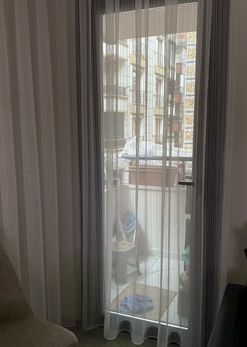 Beyaz Çizgili Modern Tül Perde - Görsel 2