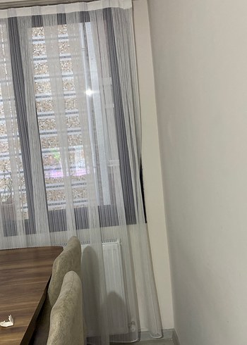 Beyaz Çizgili Modern Tül Perde - Görsel 3