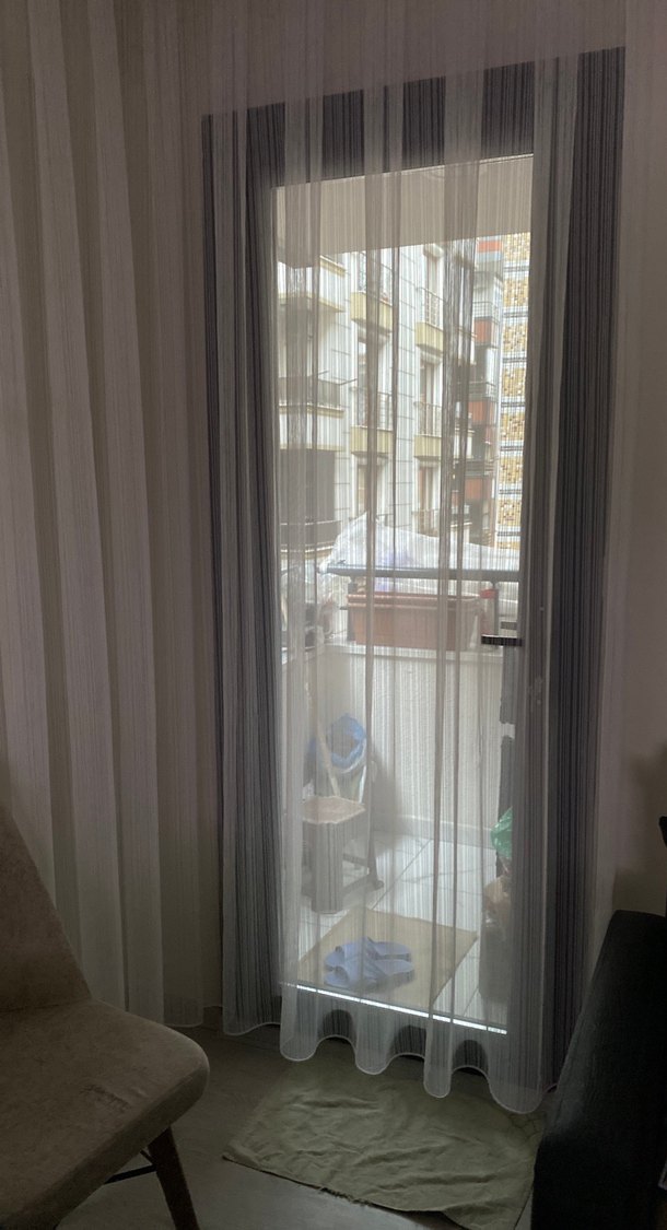 Beyaz Çizgili Modern Tül Perde - Görsel 2