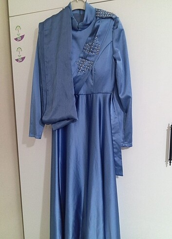 42 Beden mavi Renk Uzun elbise 
