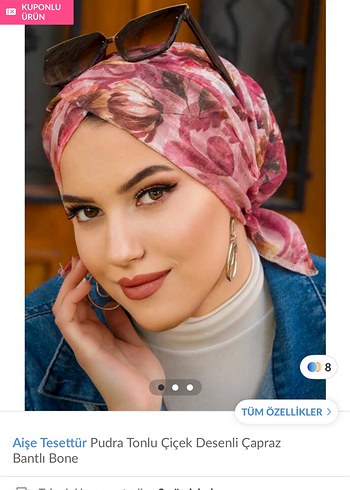 Pudra Tonlu Çiçek Desenli Çapraz Bantlı Bone