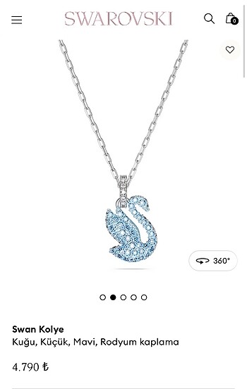  Beden beyaz Renk Swarovski swan kolye