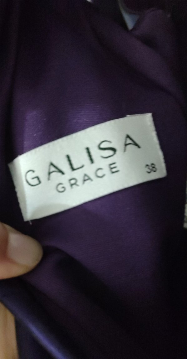 Parlak Mor V Yakalı Uzun Drapeli Abiye Elbise - Görsel 4