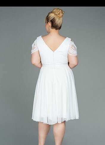 52 Beden Beyaz elbise nikah elbisesi 