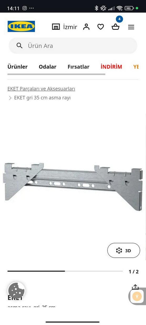 Ikea EKET 35 cm Gri Asma Rayı - Görsel 2