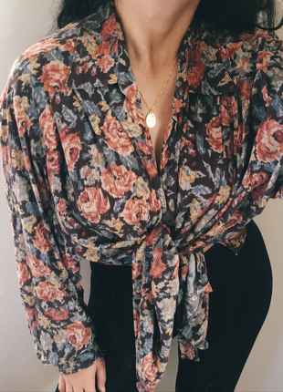 Vintage Floral Desen Gömlek