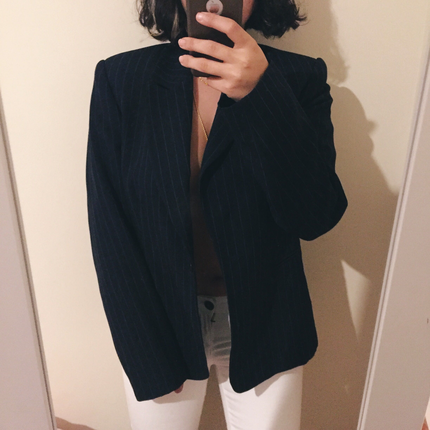 Vintage Lacivert Blazer Ceket