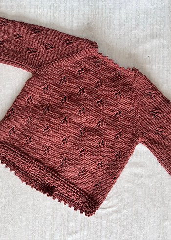 Kahverengi Nakışlı Kız Triko Hırka - Görsel 2