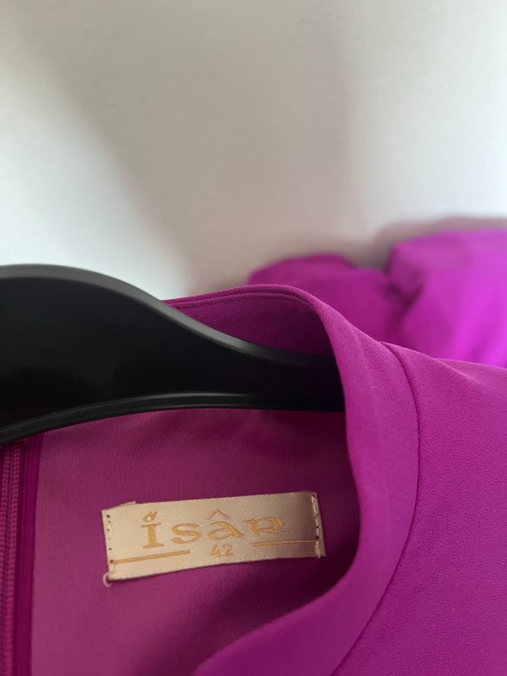 Uzun Mor Drapeli Kadın Elbise - Görsel 3