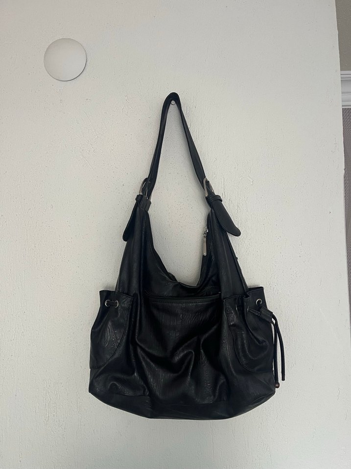 Boncuk İşlemeli Siyah Deri Bohem Çanta - Görsel 2