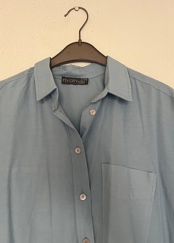 Düğmeli Uzun Kollu Denim Kadın Gömlek - Görsel 2