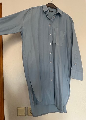 Düğmeli Uzun Kollu Denim Kadın Gömlek - Görsel 3