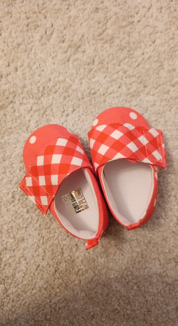 Kırmızı Kareli Kız Bebek İlk Adım Ayakkabısı - Görsel 4
