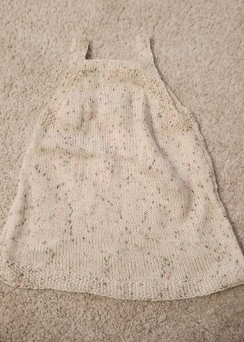 Kız Çocuk Bej Örgü Bohem elbise - Görsel 2