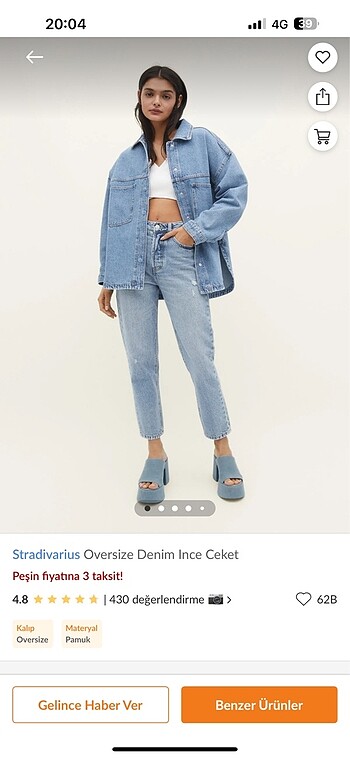 Oversize denim ince ceket