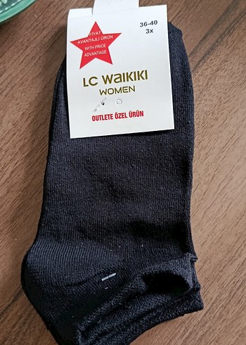 LC Waikiki Kadın Siyah Mini Çorap 3'lü