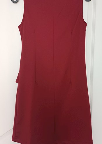 Zara Bordo Drapeli Midi Elbise