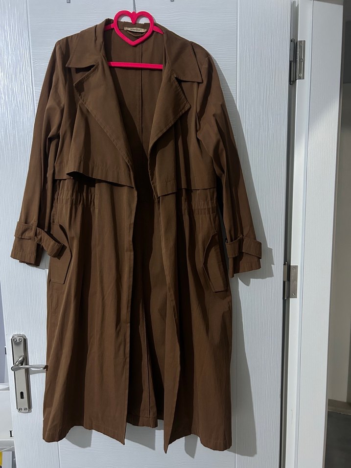 Kahverengi Uzun Trench Coat - Görsel 2