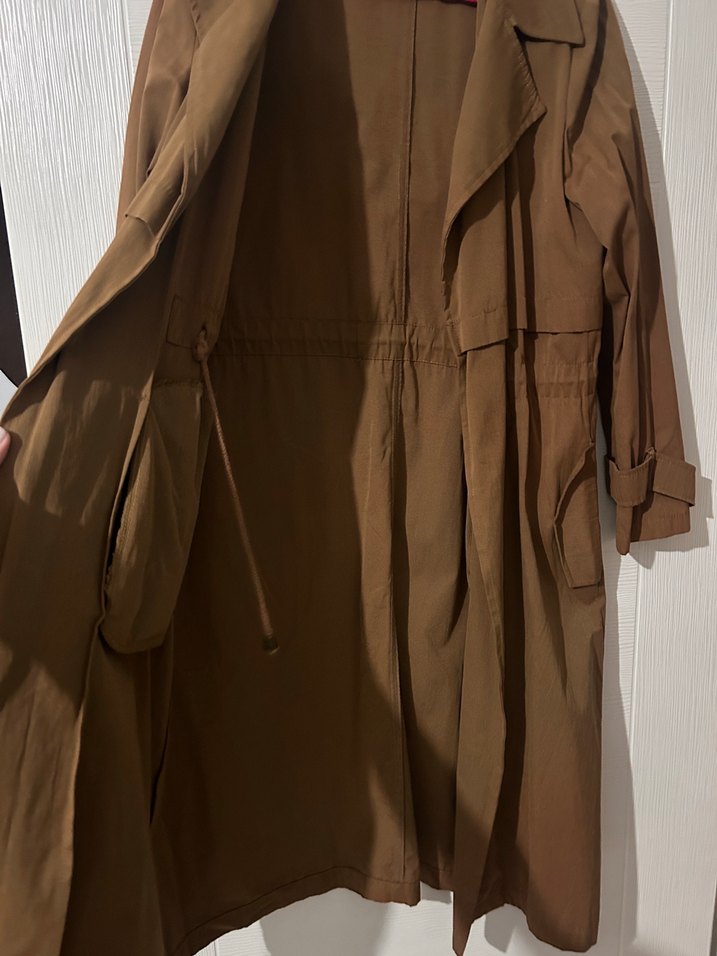 Kahverengi Uzun Trench Coat - Görsel 4