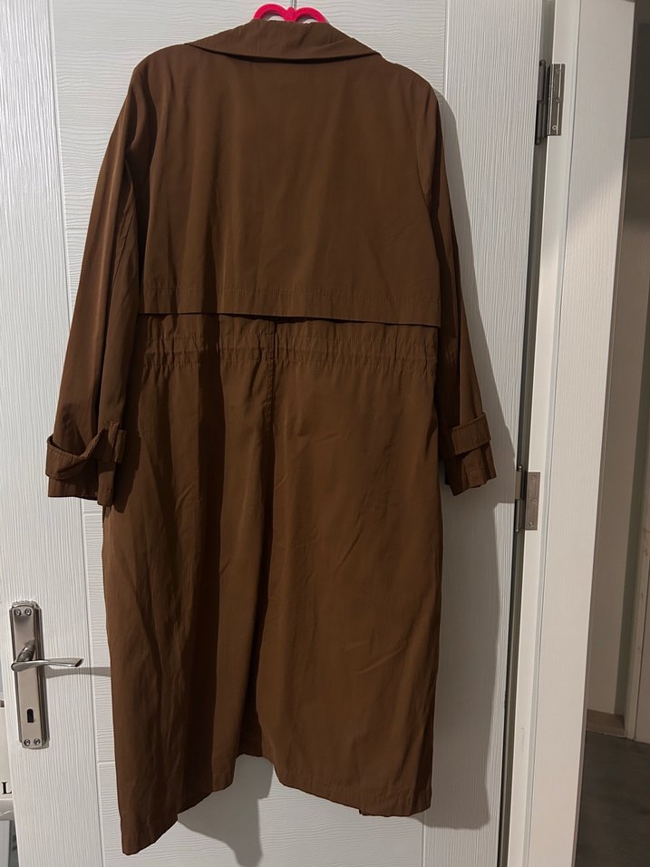 Kahverengi Uzun Trench Coat - Görsel 5