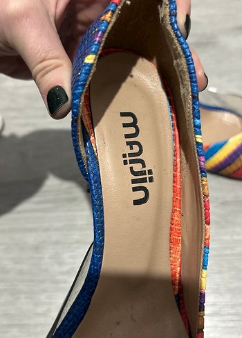 Renkli Yılan Desenli Stiletto Topuklu Kadın Ayakkabı - Görsel 2