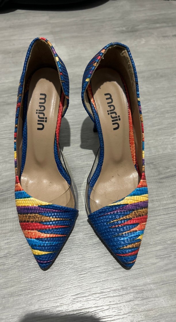 Renkli Yılan Desenli Stiletto Topuklu Kadın Ayakkabı - Görsel 4