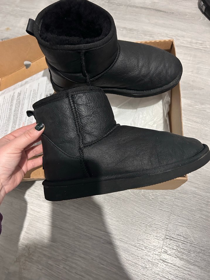 Siyah Deri Kadın Dolgu Topuklu Bot - Görsel 2