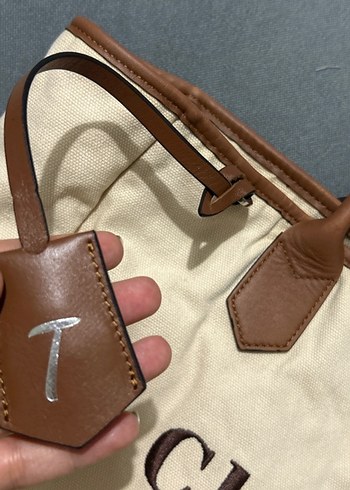 Bej Deri Baskılı Kadın Çanta - Görsel 2