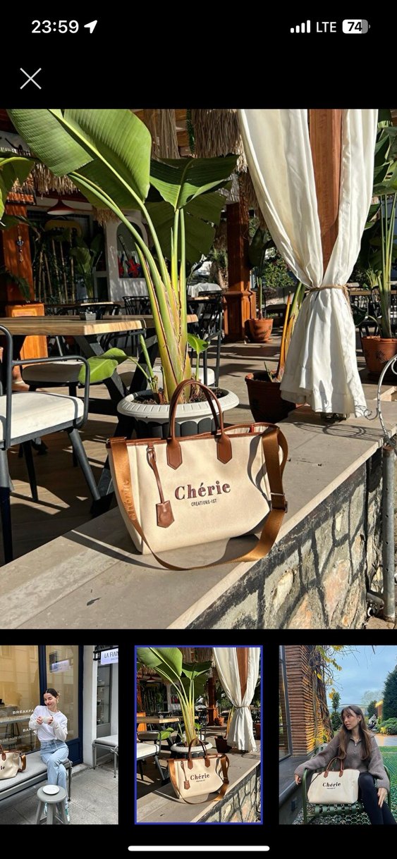 Bej Deri Baskılı Kadın Çanta - Görsel 3