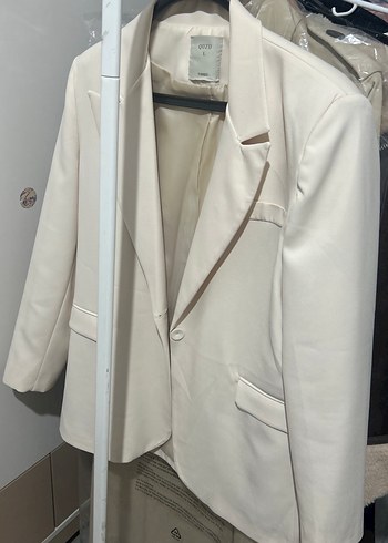 Ekru Düğmeli Kadın Blazer Ceket - Görsel 4