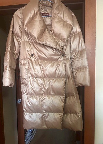 Gold Uzun kaz tüyü mont - Görsel 4