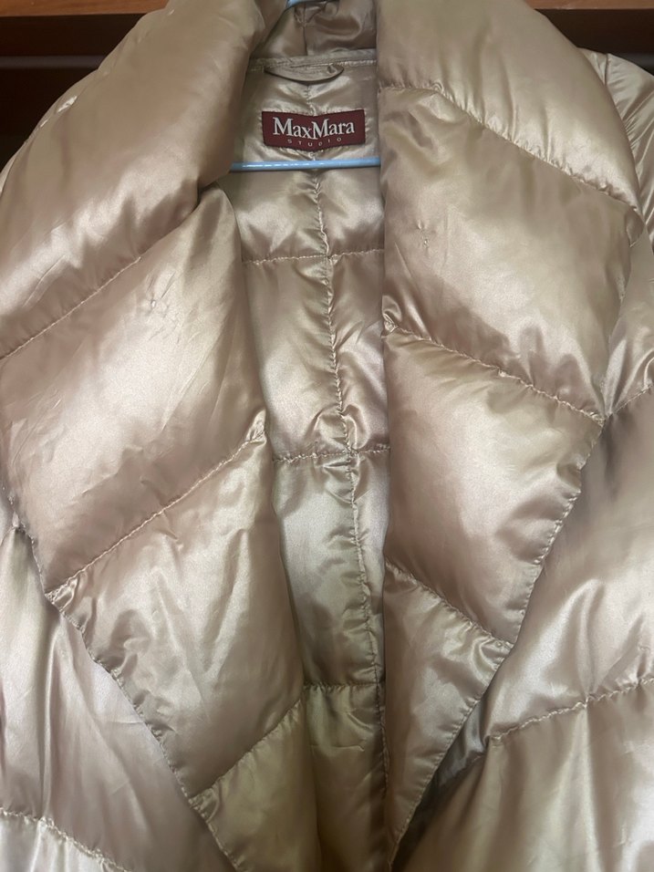 Gold Uzun kaz tüyü mont - Görsel 3