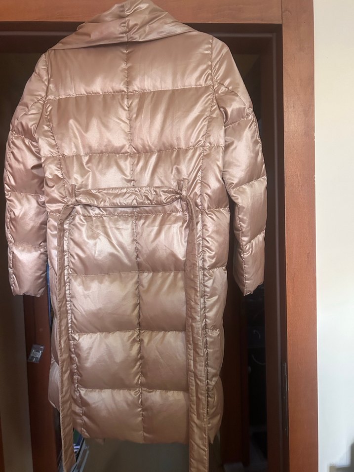 Gold Uzun kaz tüyü mont - Görsel 5