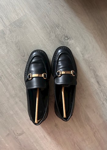 Kızlar için Kemerli Siyah Deri Loafer - Görsel 4