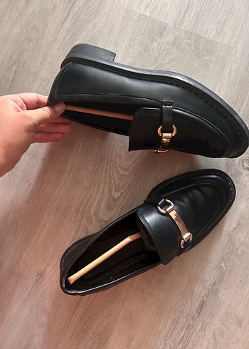 Kızlar için Kemerli Siyah Deri Loafer - Görsel 5