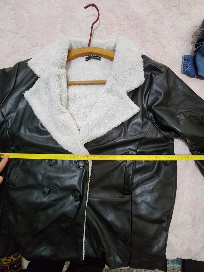 kruvaze deri Kadın Ceket - Görsel 3