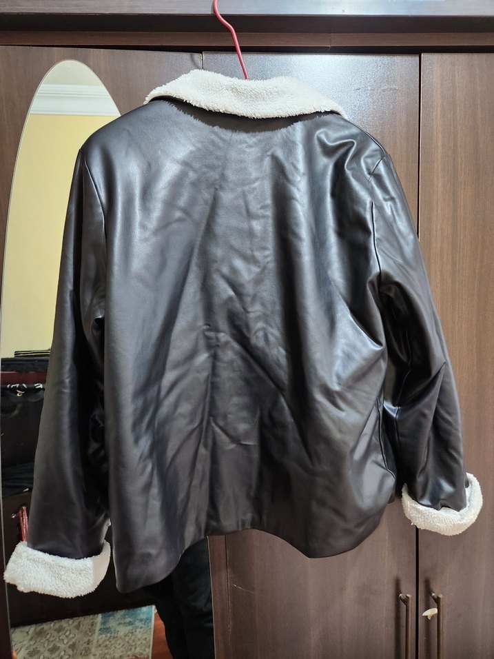 kruvaze deri Kadın Ceket - Görsel 2