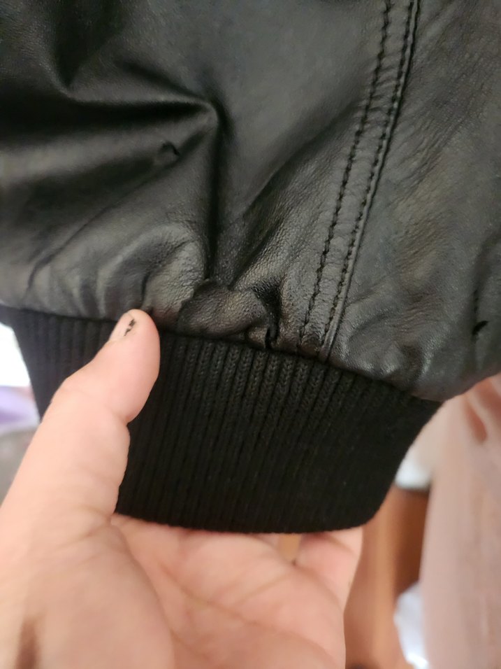 Siyah Deri Biker Ceket, Kemerli, Rahat Kesim - Görsel 3