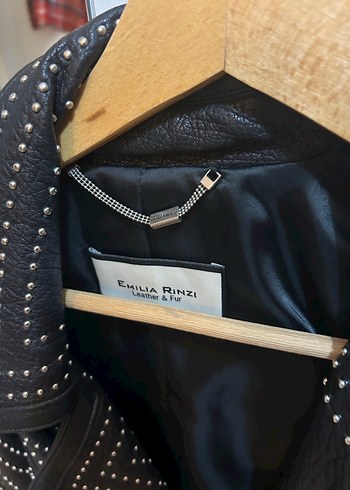 %100 gerçek deri Troklu Biker Ceket - Görsel 2