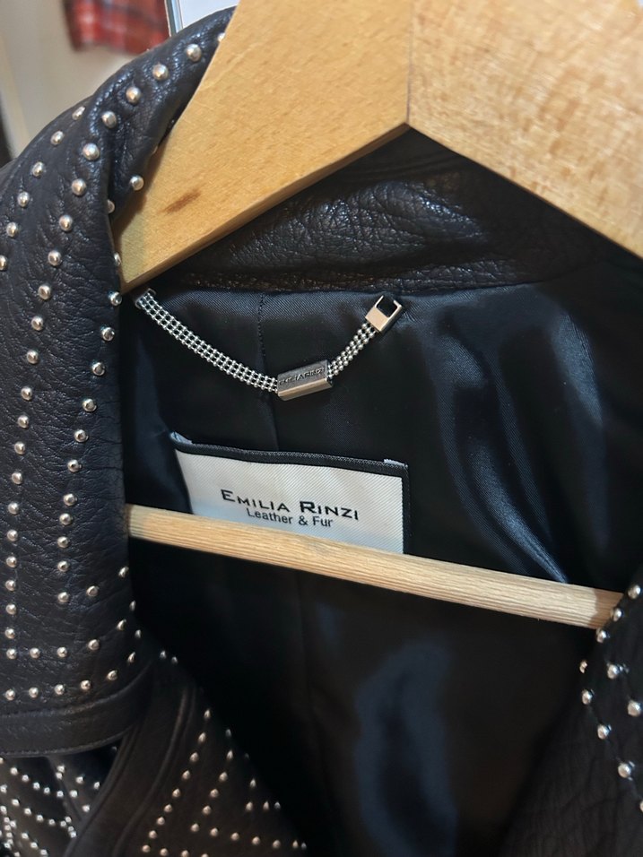 %100 gerçek deri Troklu Biker Ceket - Görsel 2